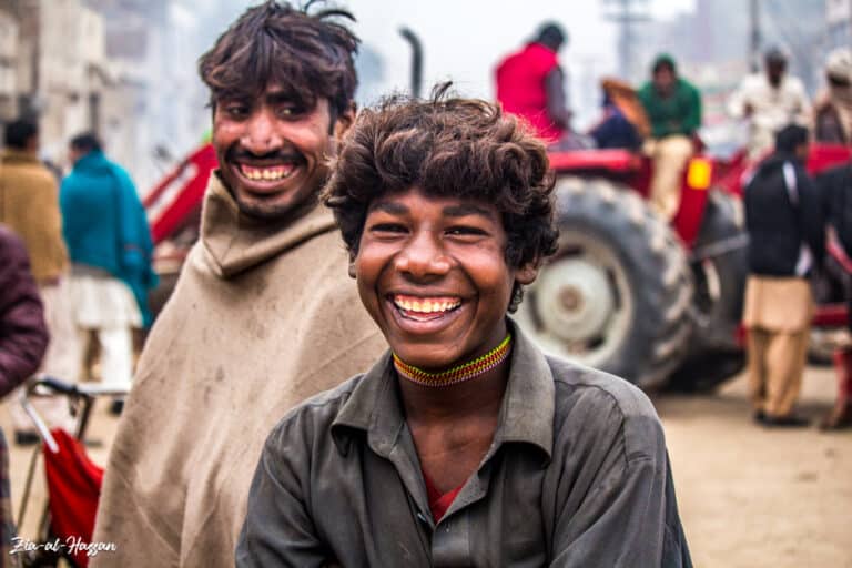 Happy Poor Boy On Destruction Site