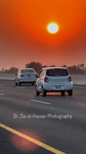 Sun Set On Motorway
